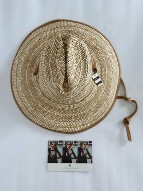 Lele Sadoughi Straw Woven Tan/Ivory NWT